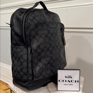 Coach Signature Black and Gray Backpack